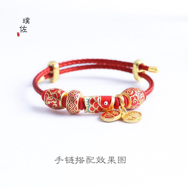 Set vòng 10 Charm kèm Hộp gấm đỏ HongKong