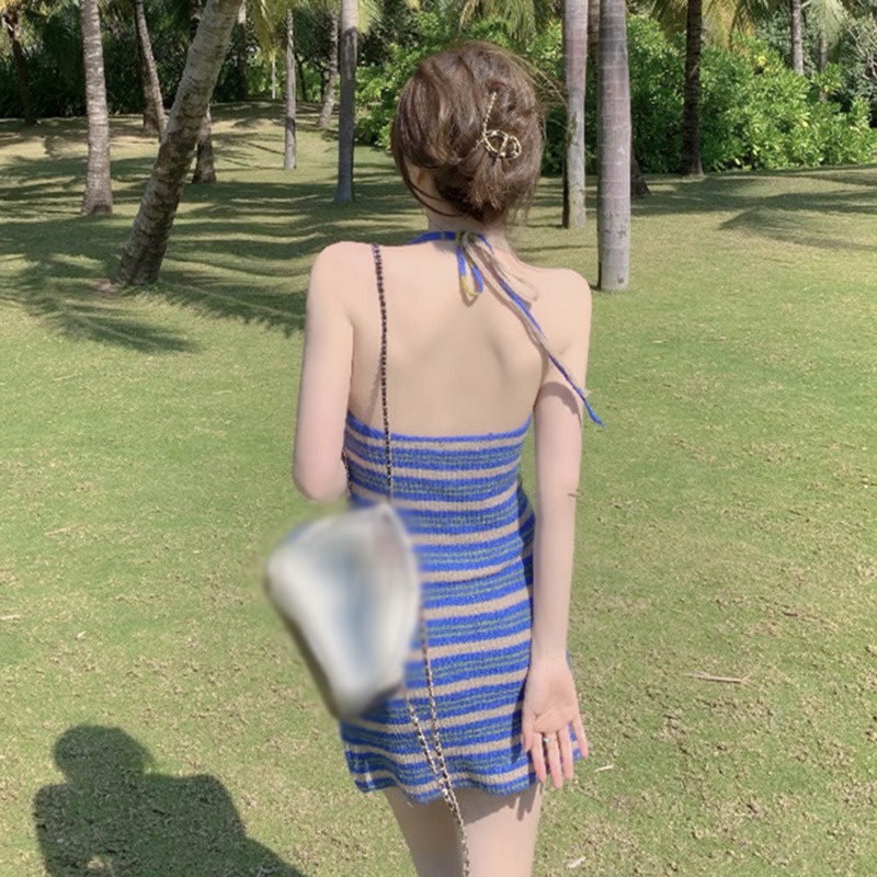 Đầm Ngắn Hai Dây Dáng Ôm Thoáng Khí Kiểu Hàn Quốc Dễ Thương