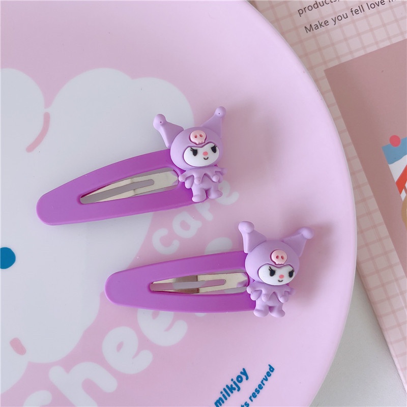 SANRIO Set 2 Kẹp Tóc Hình Mèo Kitty/ Kuromi/ Hello Kitty Dễ Thương Cho Bé Gái