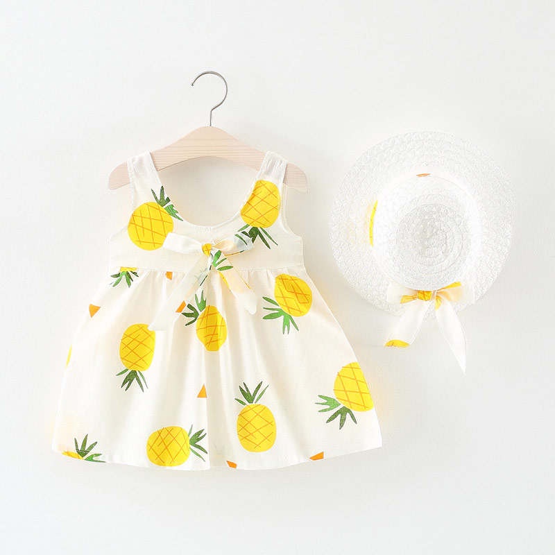 Váy cho bé hình quả dứa mới lạ cho bé 6-24M( có mũ)