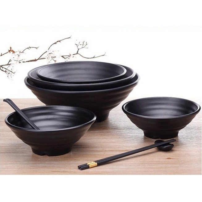 BÁT TÔ 1006L 1007L 1008L 1009L | TÔ ĐEN MỜ MELAMINE | BÁT CHÈ, MỲ, CHÁO | BÁT ĐEN NHÁM LOE LJB