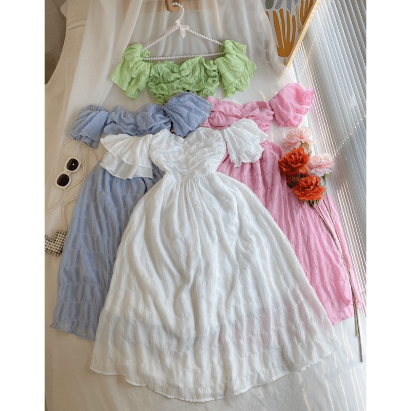 ĐẦM MAXI XỐP NHÚN TRỄ VAI CÓ LÓT CÓ MÚT DÁNG SUÔNG CỰC TÔN DÁNG UP Thời Trang HHP Fashion