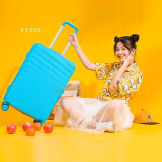 Vali du lịch nhựa, kéo, cao cấp B1308 - chống vỡ, chống trầy xước, màu Xanh