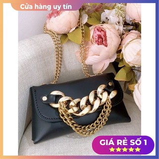  Túi kẹp nách nữ 💖FREESHIP💖Túi đéo chéo mini có dây đeo bụng bảng mắc xích vàng to cực sang chảnh 