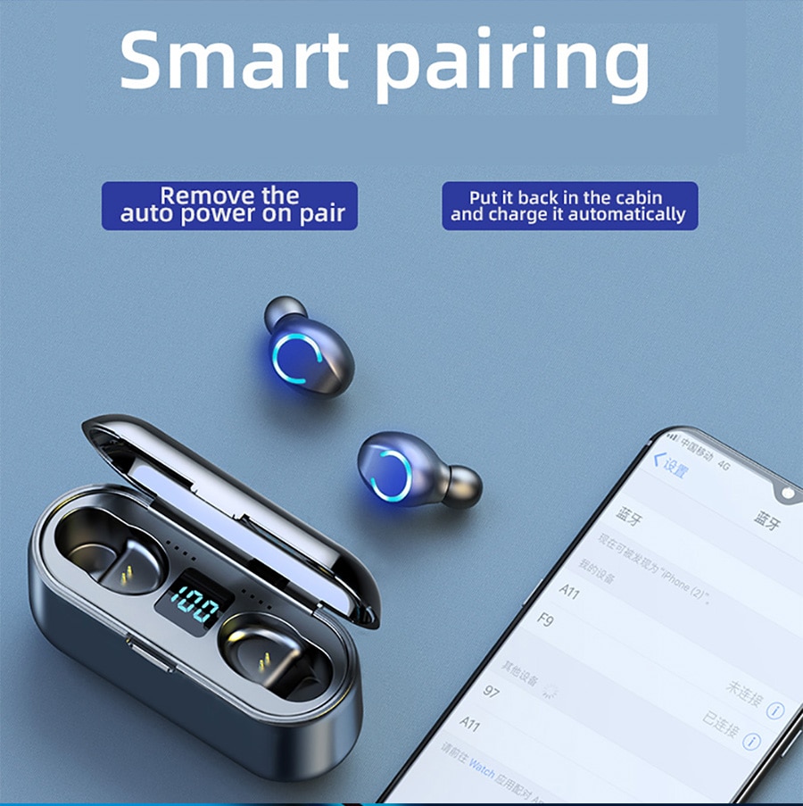 Tai Nghe Nhét Tai F9-8 Kết Nối Bluetooth 5.1 Có Nút Điều Khiển Chống Nước