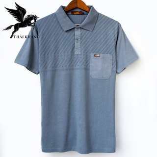 Áo thun nam trung niên cao cấp NHẬP KHẨU vải cotton 100%  loại áo thun nam tay ngắn có cổ có túi sọc chéo-trơn