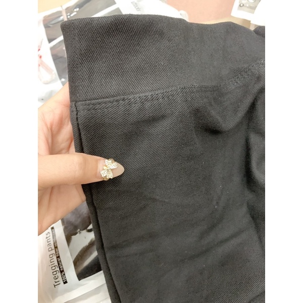 Sooc trơn đen nữ HM xuất dư xịn, quần đùi cạp cao chất jeans thô co giãn 4 chiều, vải dày dặn siêu hách dáng thời trang
