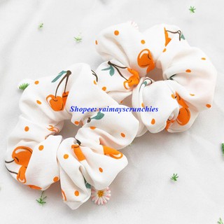 Vải may scrunchies, khăn bandana, may khẩu trang, phụ kiện, handmade, DIY quả táo chấm bi