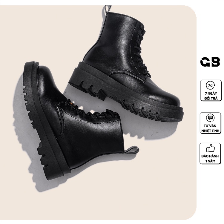 [Mã WABRMH99 giảm 12% đơn 99K]Giày Boot Nữ Cổ Cao Da Bóng Thắt Dây giayBOM B1626