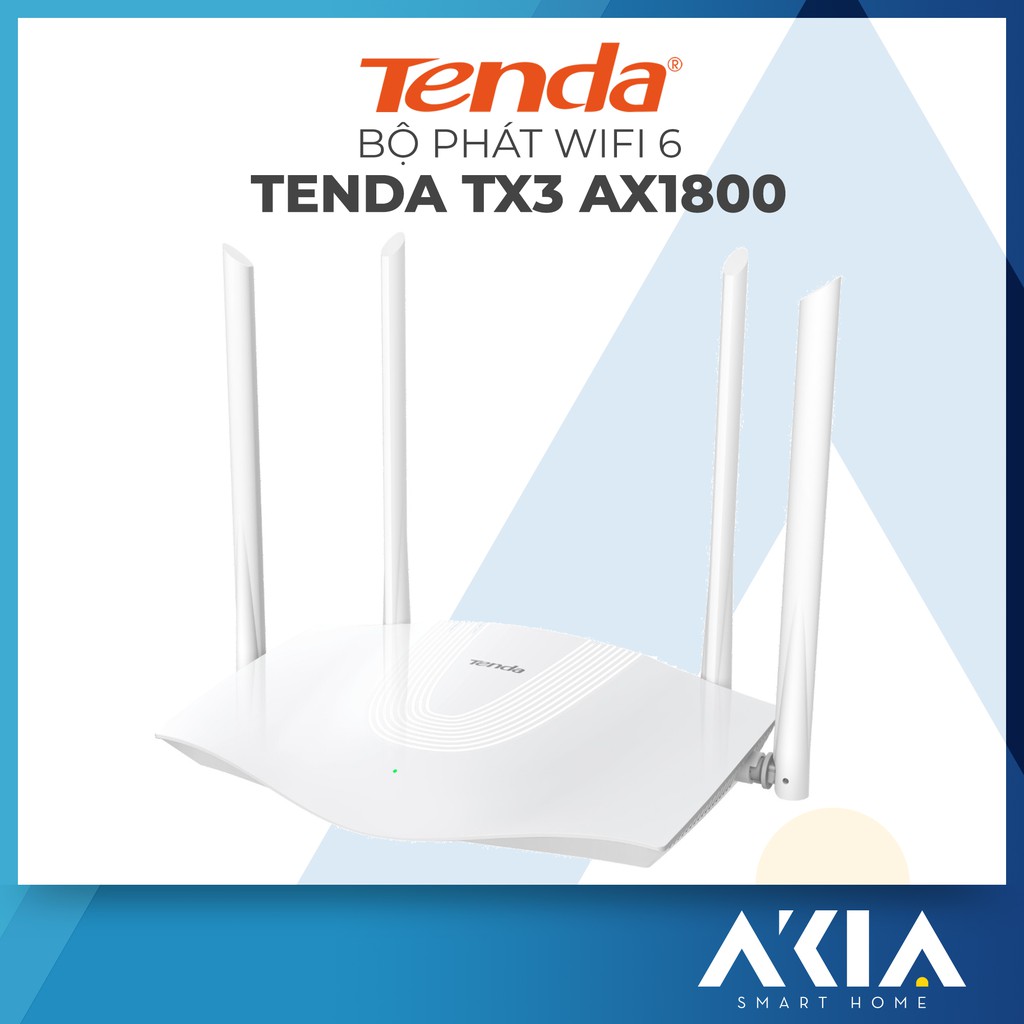 Bộ phát Wifi 6 Tenda TX3 AX1800 - Router Wifi 6 Băng tần kép tốc độ 1800Mbps - Hàng Chính Hãng Tenda VN, BH 3 Năm