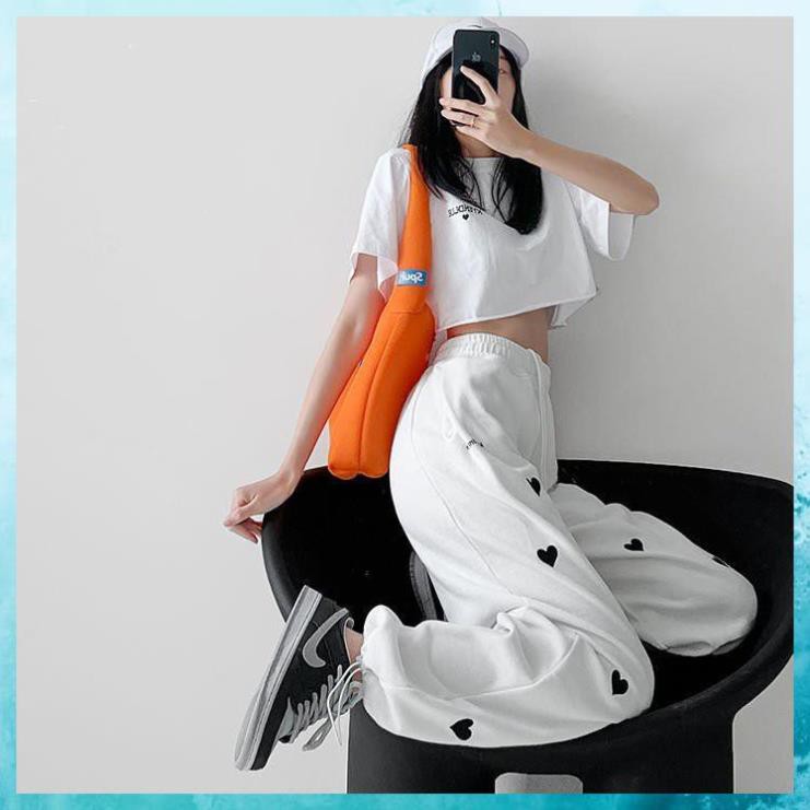 SET Áo CROPTOP Cộc Tay + Quần JOGGER TIM Cực Xinh Chất Thun Mềm Mát, Bộ Quần Áo Form Rộng Giá Rẻ