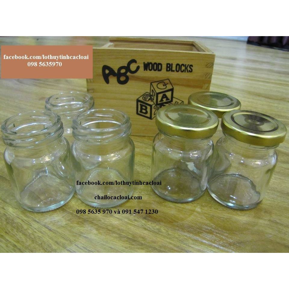 hũ thủy tinh 75ml làm sữa chua-nắp thiếc