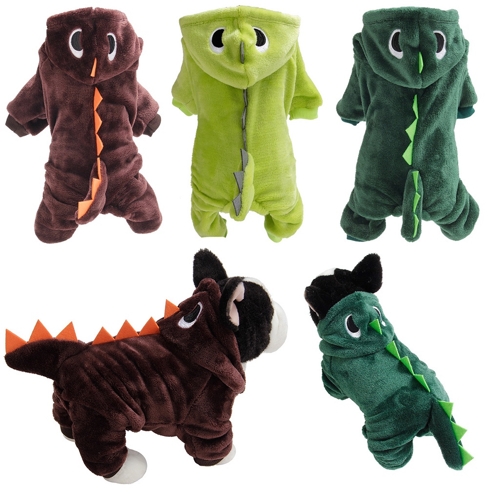 Quần áo mùa đông cho chó khủng long Quần áo cosplay cho chó Jumpsuit xuống quần áo ấm mềm cho York Bulldog Pháp Trang phục Chihuahua