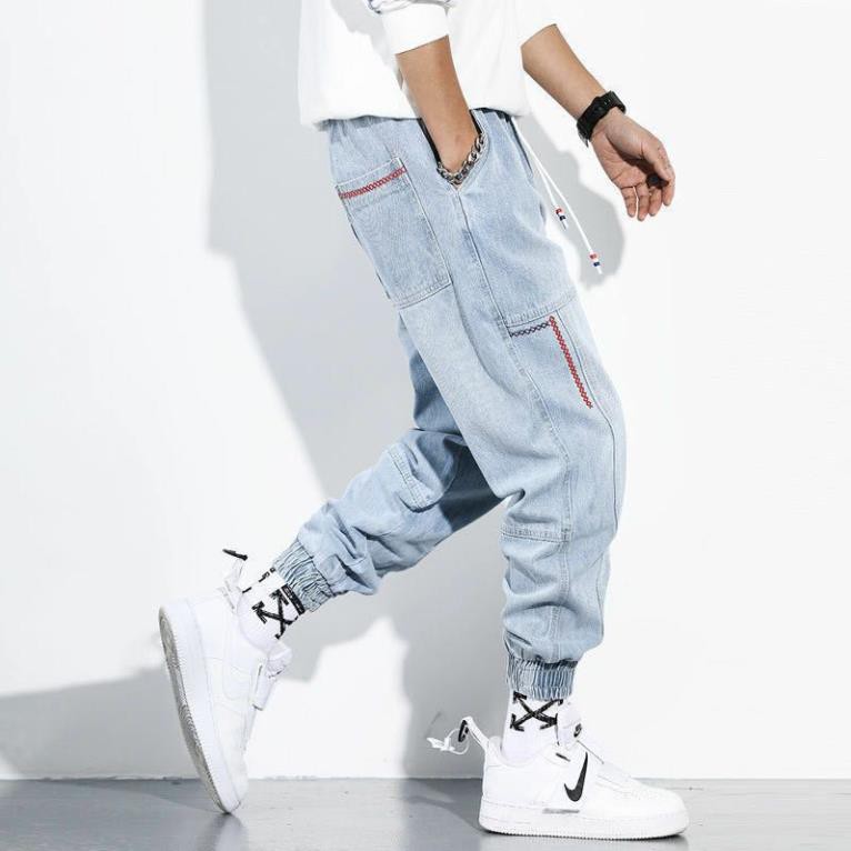 Quần Jeans Jogger Nam Cạp Chun Bó Ống Phong Cách HIPHOP STREETWEAR Ulzzang đi chơi tập gym  ྆