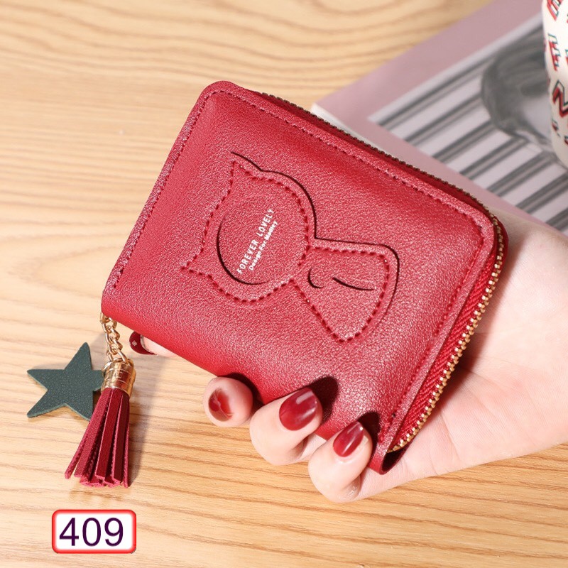 [Mã FAMARAL1 giảm 10K đơn 50K]VÍ NGẮN NỮ CẦM TAY HOT TREND MÈO IN NỔI 409 SIÊU DỄ THƯƠNG