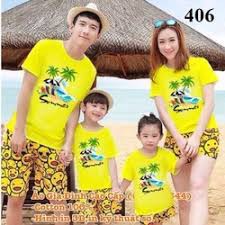 Bộ đi biển gia đình 4 người 3-xanhlam