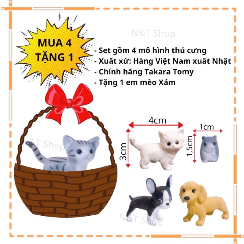 [Mua 4 Tặng 1] Mô Hình Thú Cưng Spa Petshop Mini, Chăm Sóc Vật Nuôi, Set 4 Nhân Vật