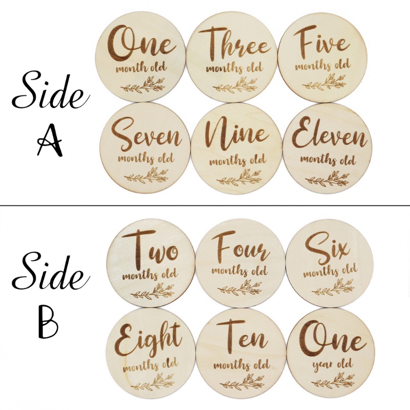 ✿ Thẻ Đánh Dấu Cột Mốc Phát Triển Theo Tháng Làm Phụ Kiện Chụp Ảnh Cho Bé Sơ Sinh