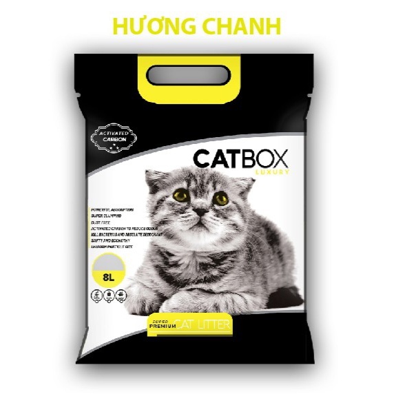 Cát Vệ Sinh Cho Mèo CATBOX, Mùi Chanh, Táo, Cà Phê thành phần Bentonite &amp; than hoạt tính khử mùi tới 99%