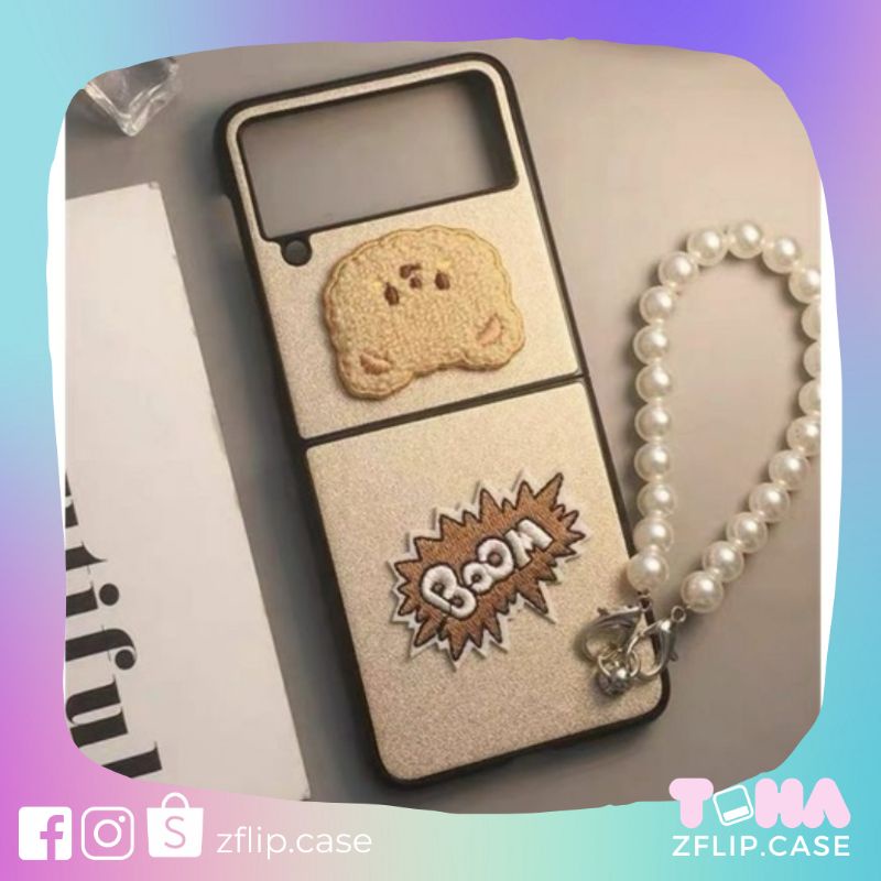 [HÀNGSẴN] Ốp da Z Flip 3 / Z Flip 4 Gấu Boom cực dễ thương cho - hàng design xịn