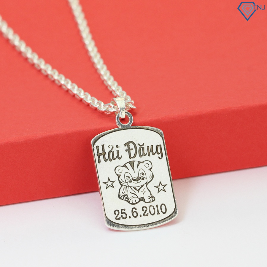 Dây chuyền bạc cho bé trai khắc tên hình con hổ DCT0088 Trang Sức TNJ
