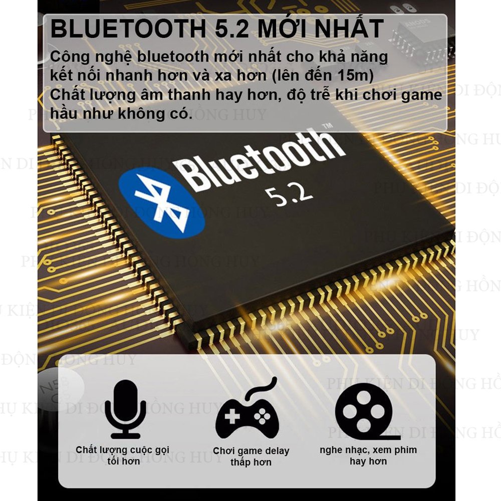 Tai nghe bluetooth S10 Pro V5.2 cao cấp, cảm ứng vân tay,  Chống nước tiêu chuẩn IPX7 , nghe nhạc 10h, kiêm sạc dự phòng