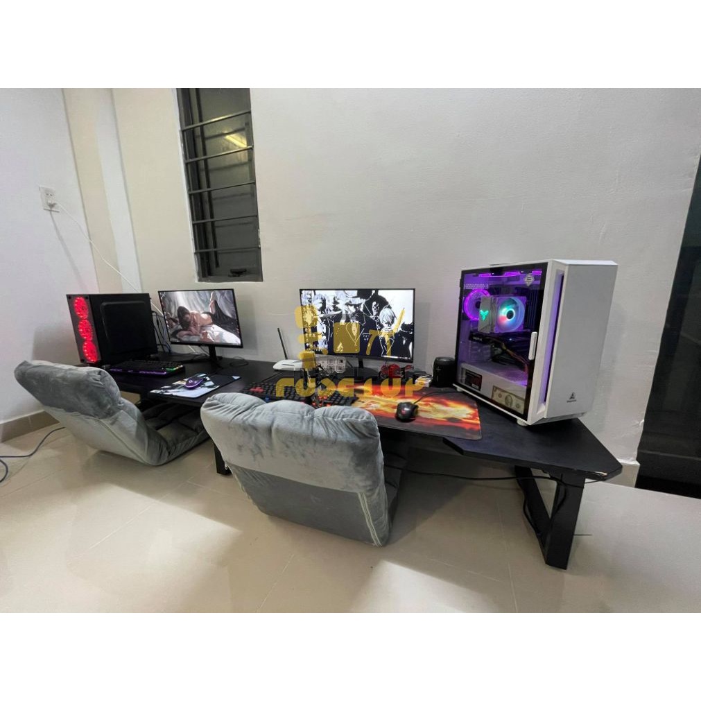 [HÀNG LOẠI 1] COMBO Bàn Ghế Bệt Gaming Fufutech, 1m2x60x35 Cm, Mặt Khuyết Giữa, Khung Chân Gấp Gọn, Tiện Lợi, Hiện Đại