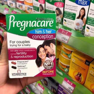 Pregnacare Him & Her Sản Phẩm Hỗ Trợ Thụ Thai, Tăng Khả Năng Thụ Thai ( Mẫu Mới)