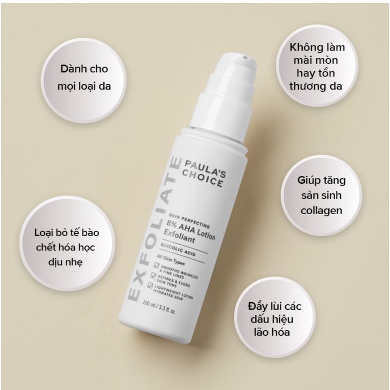 AHA 8% lotion loại bỏ tế bào chết