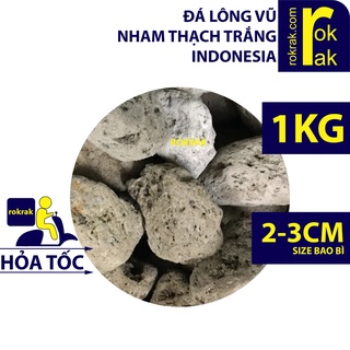 Đá Lông Vũ Indo (màu xám nâu) 1Kg size bao bì 2-3cm (size thực 2-5cm) Indonesia lọc hồ cá