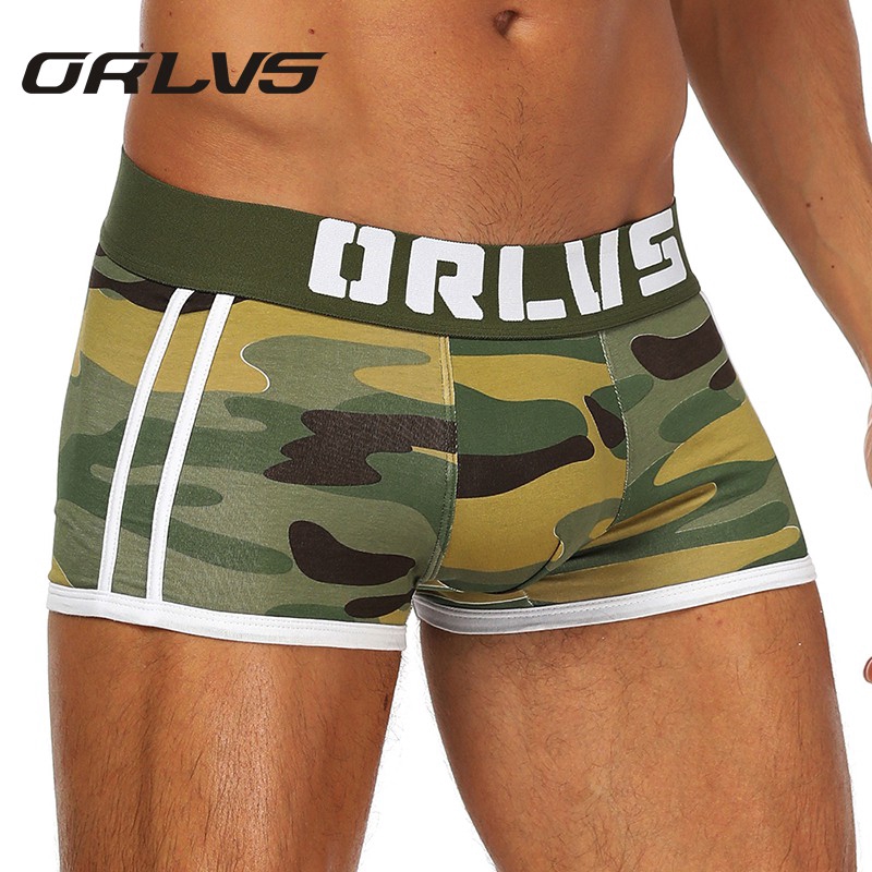 [ORLVS]Sexy Boxer Men Underwear Man Underpants Boxershorts Men Camouflage Mens Boxer Slip Boxers Shorts OR144