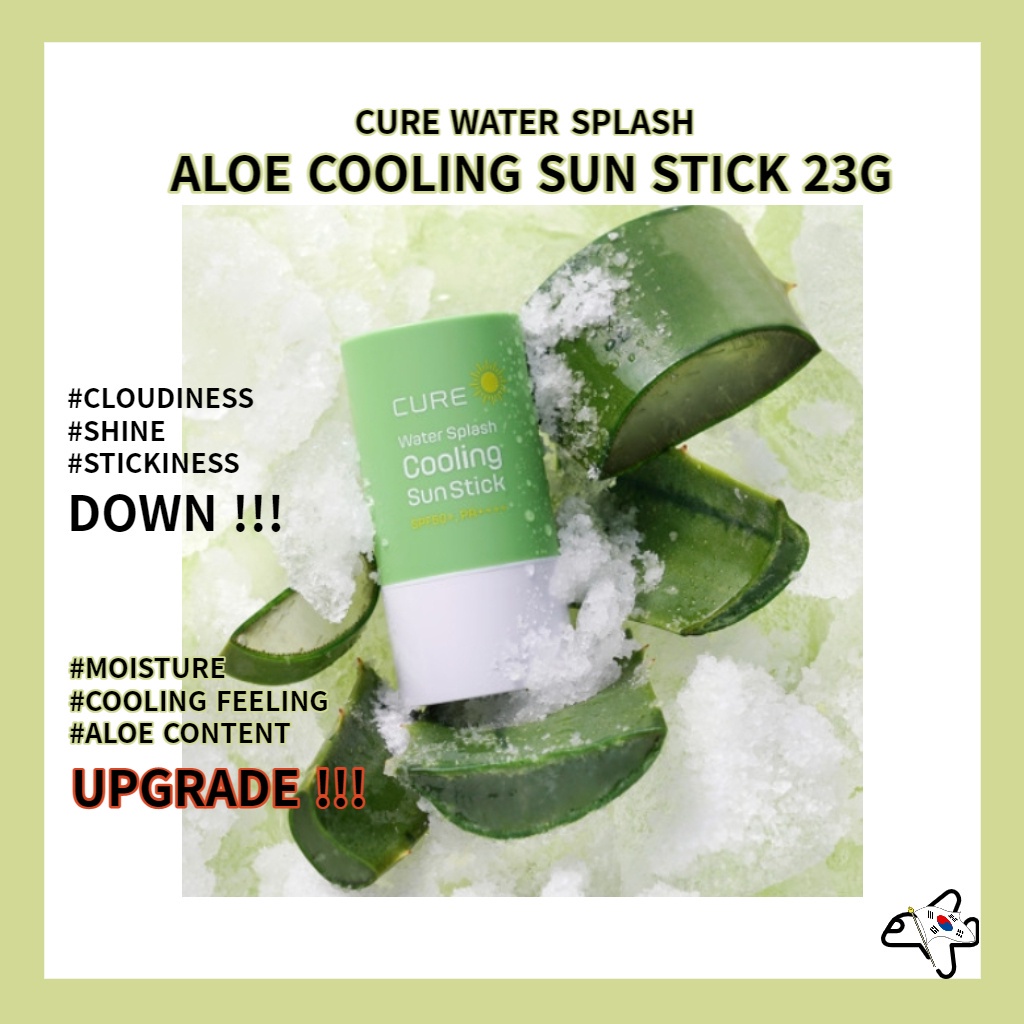🌵Cure Water Splash Aloe Cooling Sun Stick 23g🌴Kim Jung-moon Aloe / Kem chống nắng làm mát / Không vẩn đục / Kem chống nắng không dính / Kem chống nắng di động