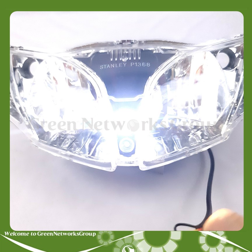 Đầu đèn pha bi cầu mắt cú xe Jupiter MX ( 4 chế độ ) chớp trắng , cos pha trắng , led màu Greennetworks