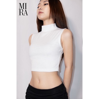Áo croptop sát nách cổ lọ cao 2 phân chất thun gân