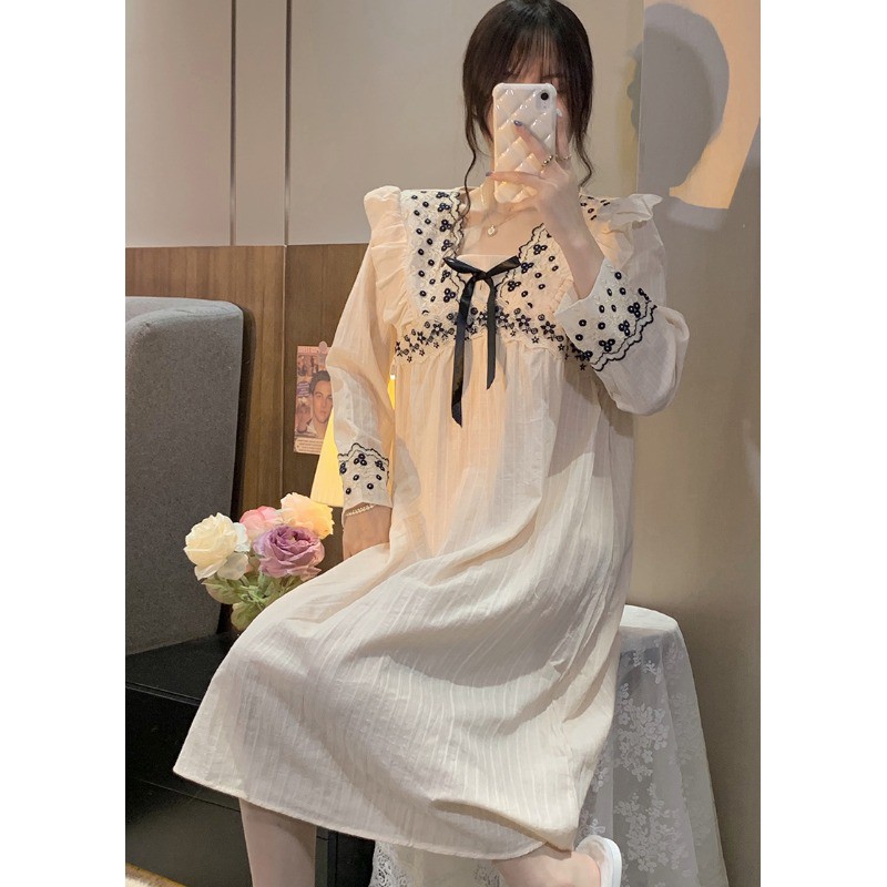 Váy ngủ ulzzang/ pijama cổ ren cách điệu quyến rũ