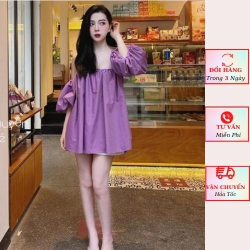 Áo trễ vai babydoll nữ tay bồng dáng suông oversize phom rộng tiểu thư bánh bèo đi biển Hàn Quốc