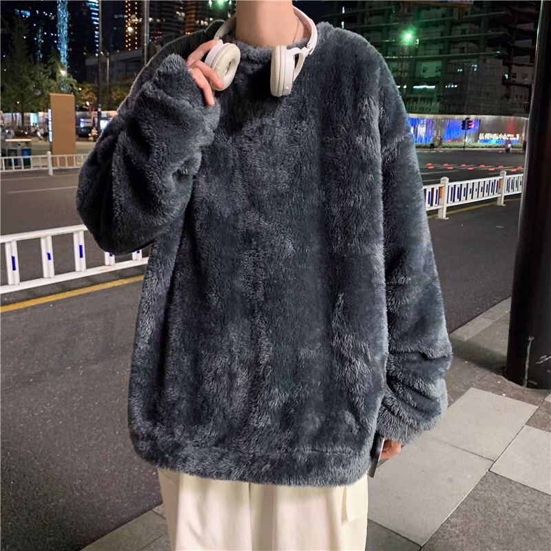 Áo sweater lông mịn trơn unisex