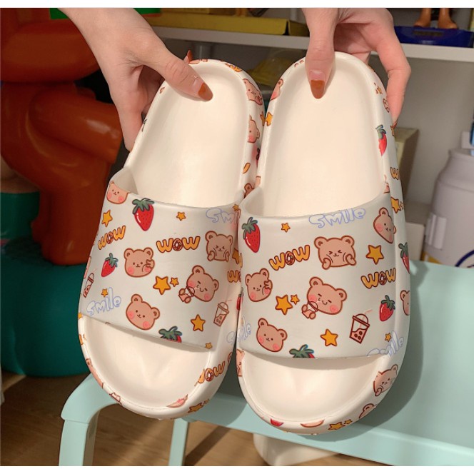 Dép quai ngang nữ bánh mỳ HOẠT HÌNH siêu dễ thương- 2 màu hồng trắng