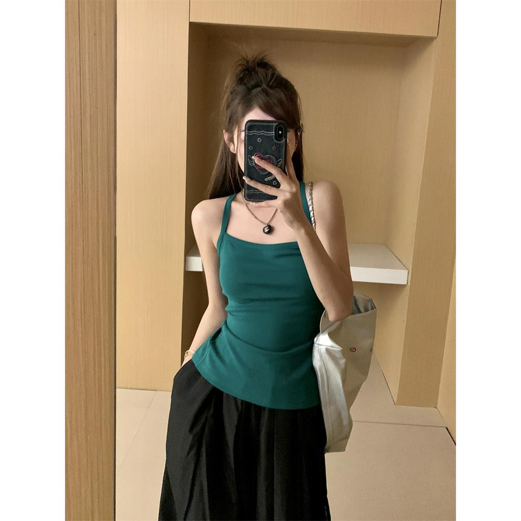 Áo Lót Dây Chéo Hở Lưng Có Mút Nâng Ngực Màu Xanh Lá Cây Thời Trang Mùa Hè Hong Kong Quyến Rũ Cho Nữ