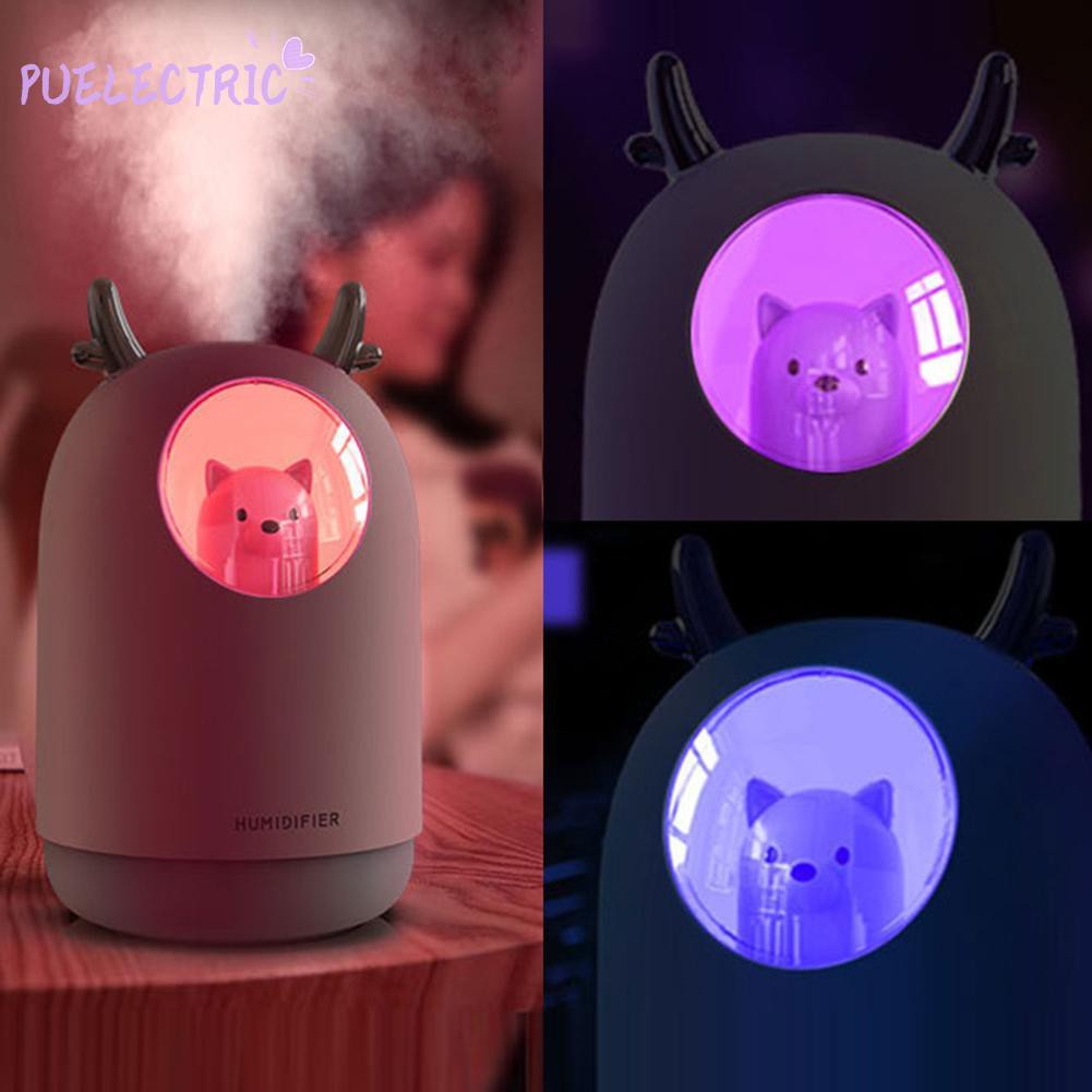 Máy phun sương sóng âm tạo độ ẩm hình gấu 300ml có đèn LED cổng USB