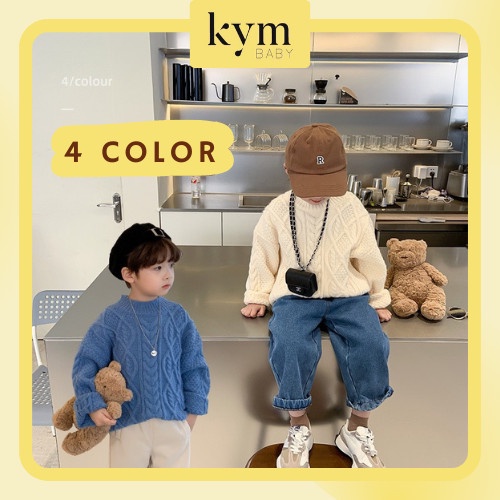 Áo len cao cấp vặn thừng dài tay dáng rộng sành điệu cho bé A573