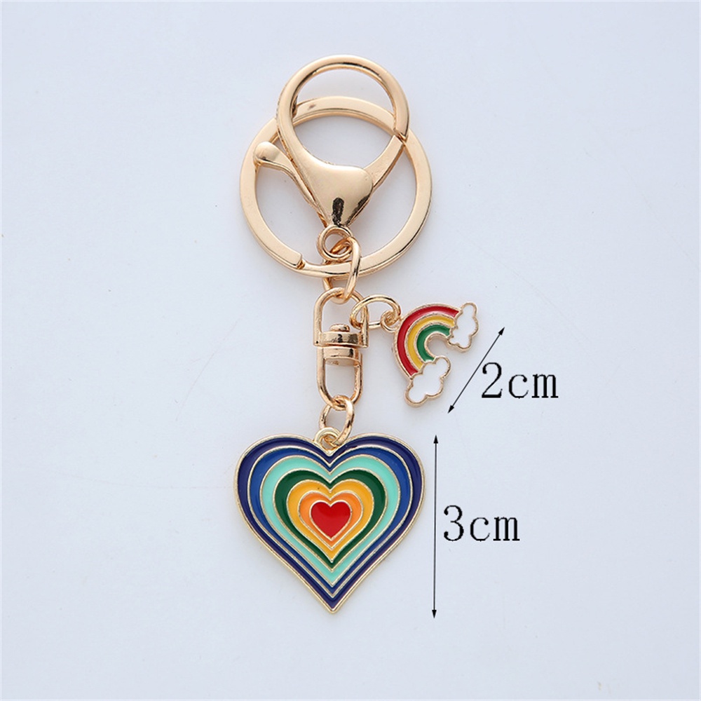 Móc Khóa Hình Trái Tim Màu Cầu Vồng Bằng Hợp Kim Thời Trang