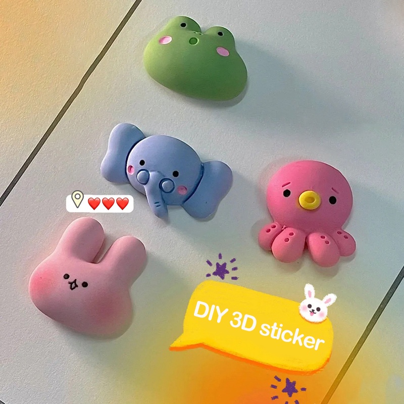 Bộ 4 Miếng Dán 3D Hình Động Vật Hoạt Hình Trang Trí Điện Thoại