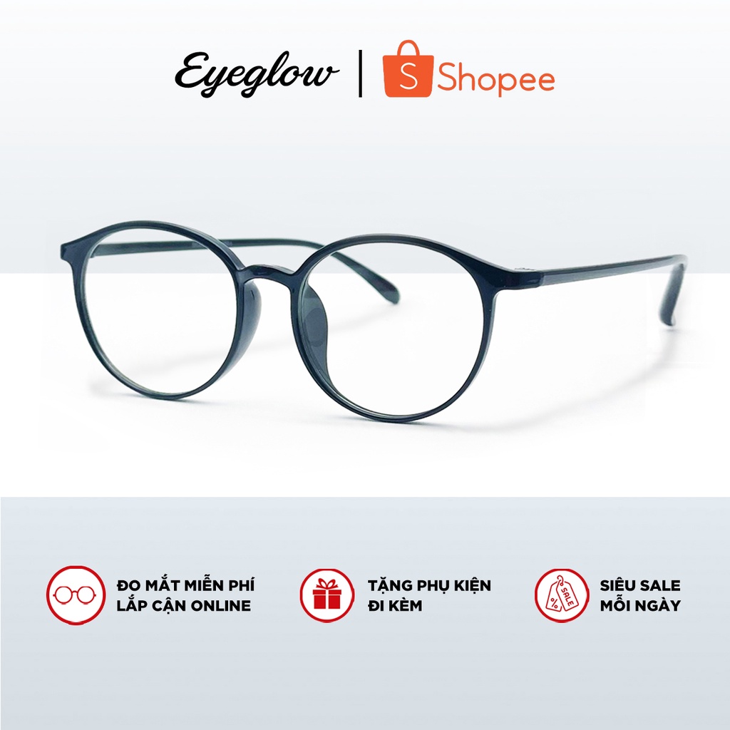 Gọng kính cận nam nữ EYEGLOW tròn thiết kế mới nhựa Acetate bền bỉ chịu lực tốt EG-7121
