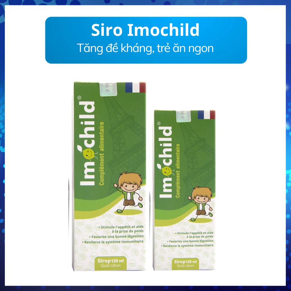 Siro ăn ngon Imochild bổ sung các vitamin , khoáng chất và acid amin giúp trẻ ăn ngon miệng, tăng cường sức đề kháng