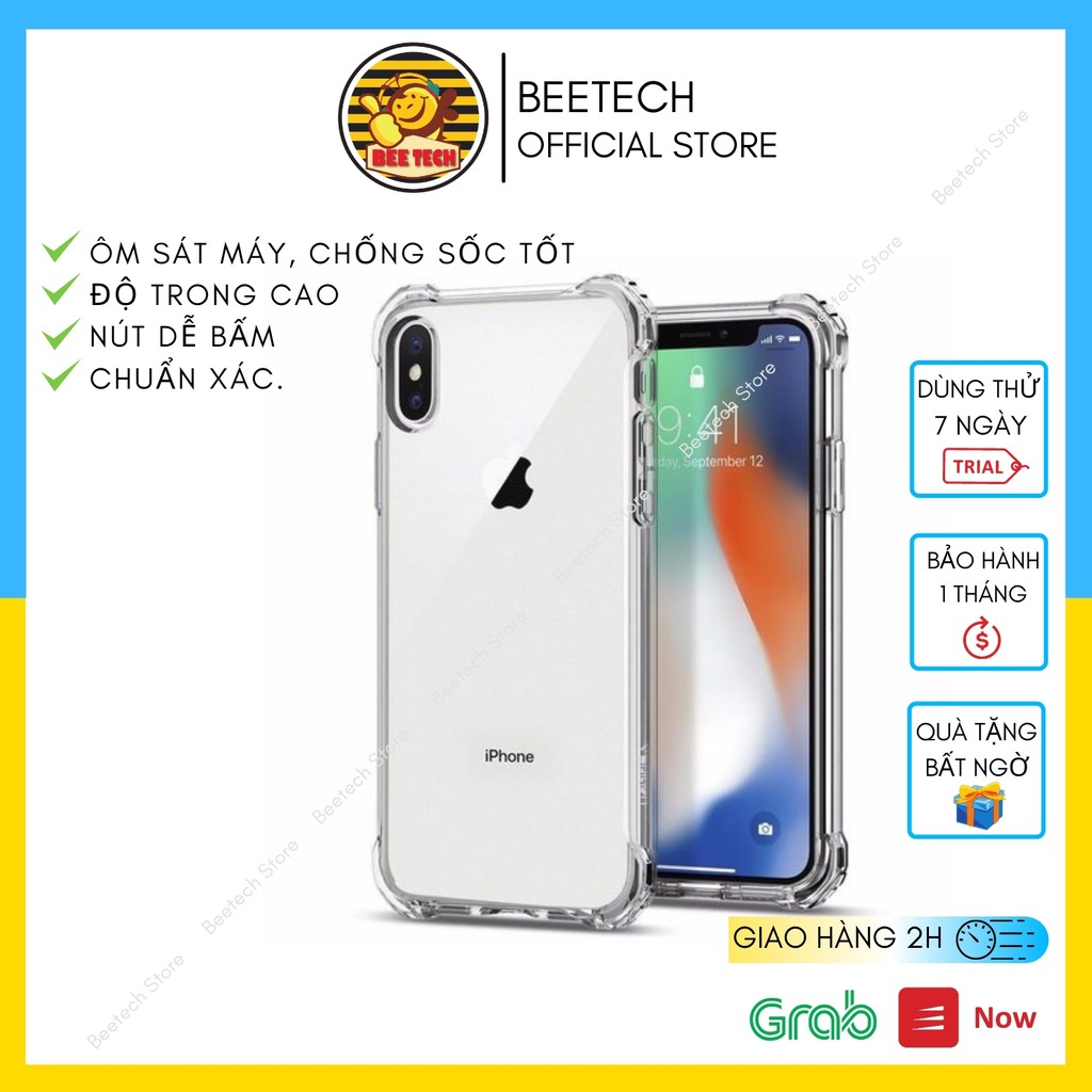 Ốp lưng iPhone chống sốc 4 cạnh, ốp silicon trong cho iPhone - Beetech