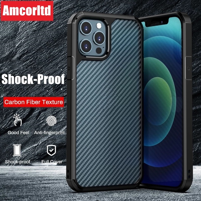 Ốp điện thoại sợi carbon bảo vệ thích hợp cho iPhone 11 12 pro max x xs max xr 7 8plus se 2020 12 mini