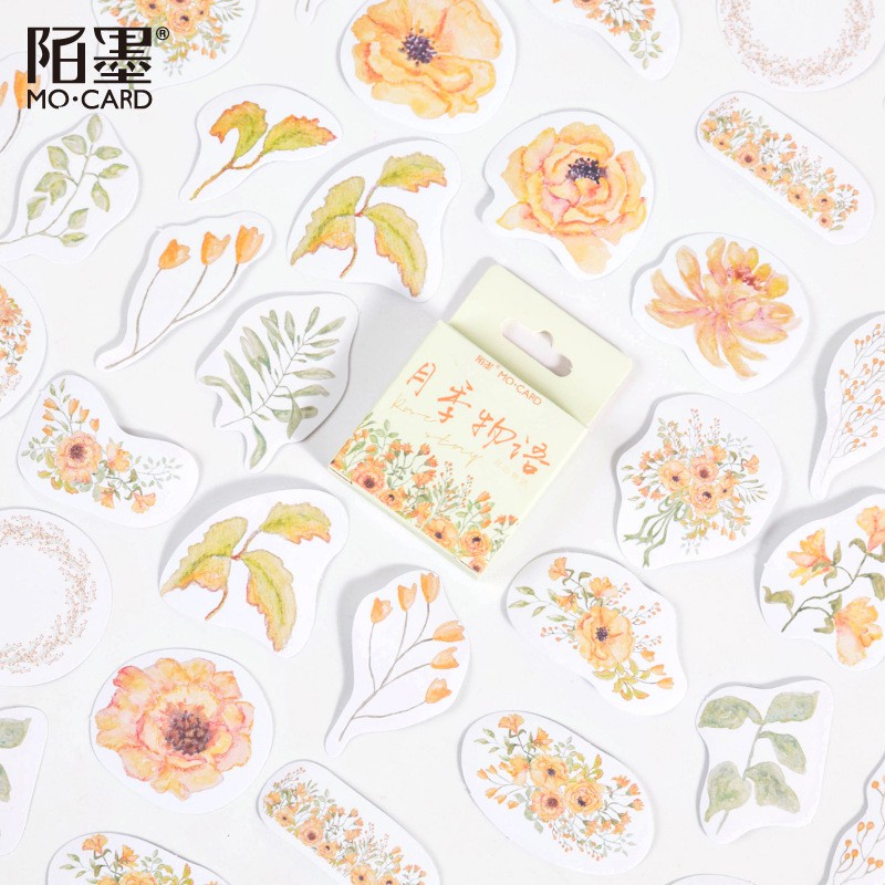 Sticker chủ đề Hoa Vàng - Hộp 45 miếng dán trang trí sổ tay Bullet Journal