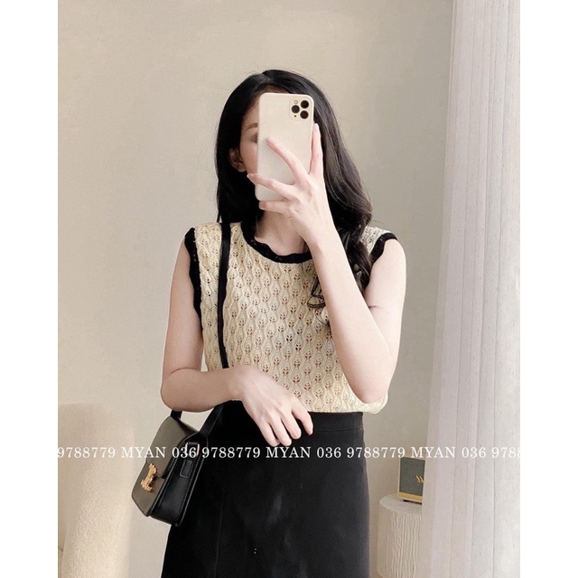 ÁO LEN BA LỖ LƯỚI VIỀN REN MS11699