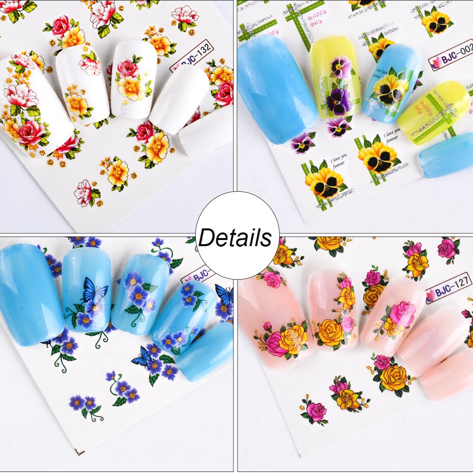 [Hàng mới về] 55 miếng dán hình hoa trang trí móng tay